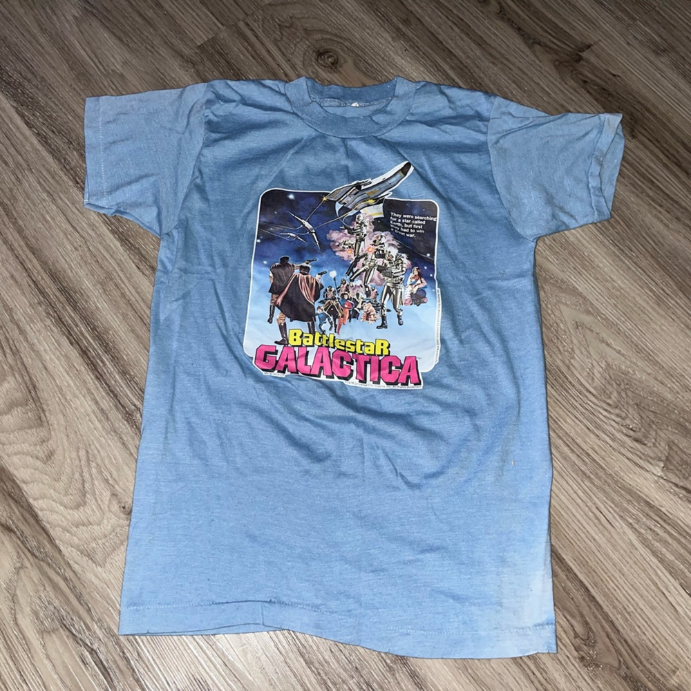 Vtg Child T-Shirt Battlestar Galactica Movie 1976 Universal  City Studios